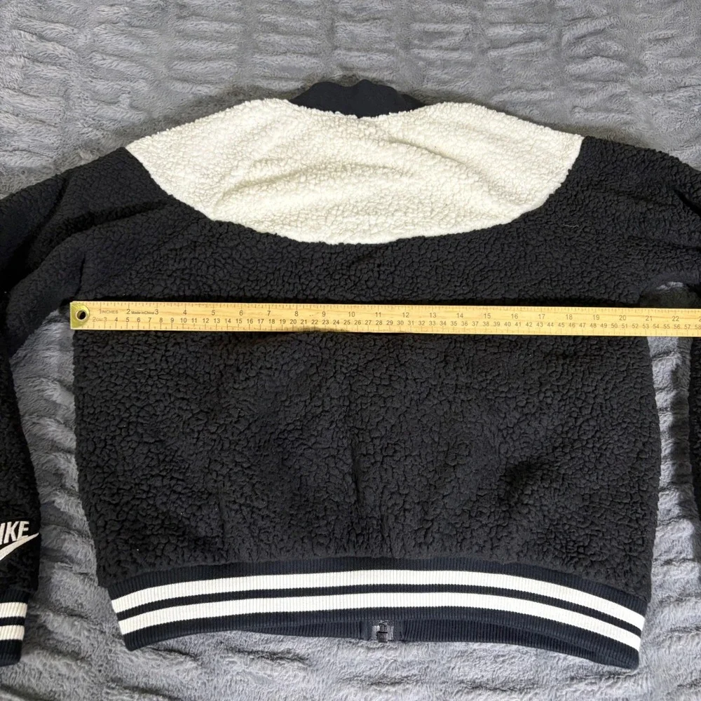 Nike Sportswear Sherpa Fleece Bomber Jacket Black White 939388-010 Womens Medium